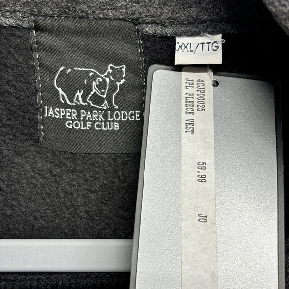 NWT Jasper Park Lodge Golf Club Course Fleece Bear Embroidered Vest XXL Black - Picture 3 of 8